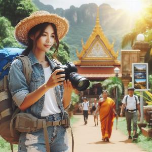 female backpacker on a hot summer day-4